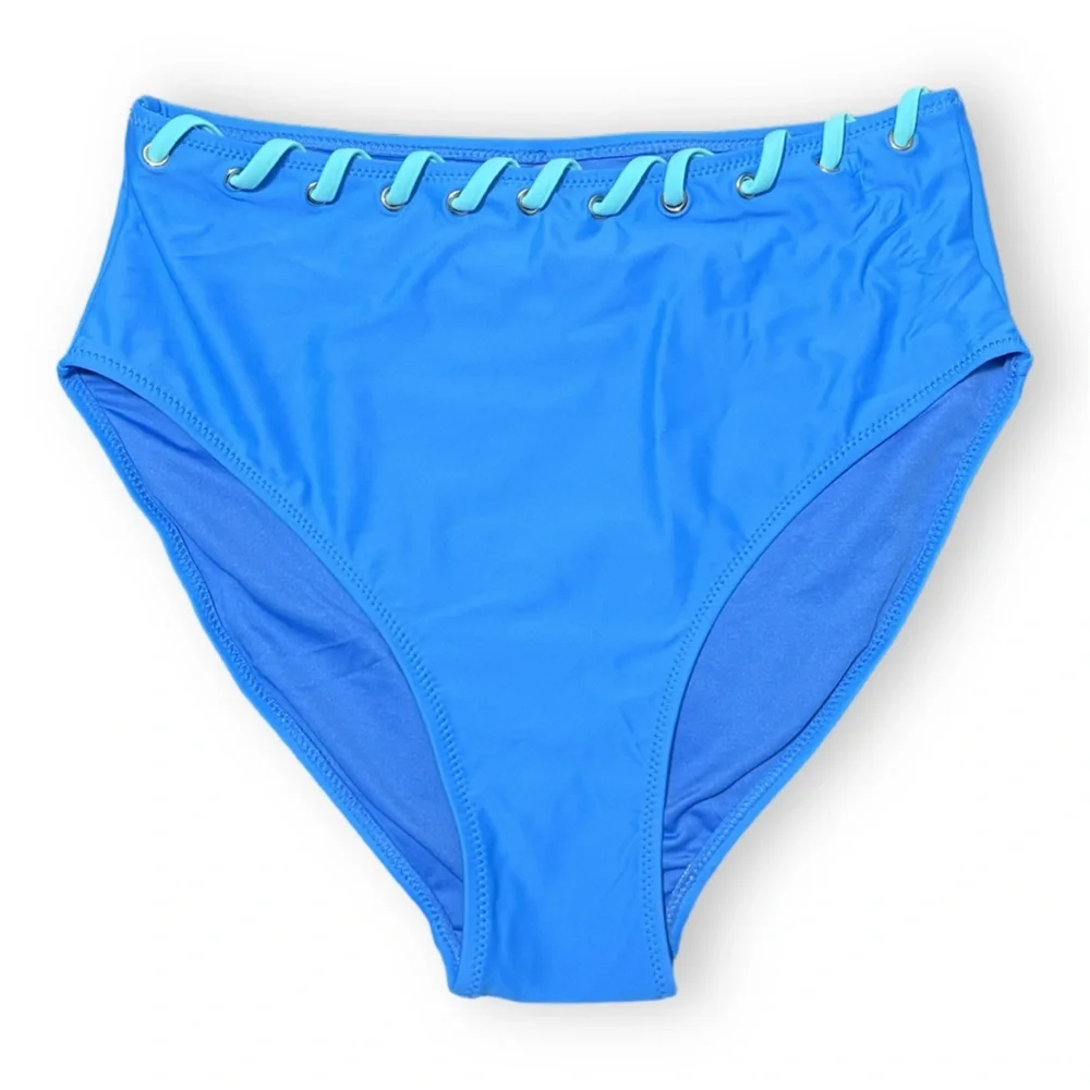 Medium Blooming Jelly Bikini Two Piece Blue Laced High Waist - Picture 4 of 7